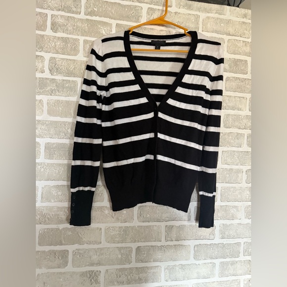 Worthington Black and White Striped Cardigan - Picture 1 of 3